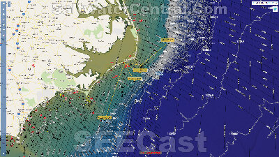 Distance to the Break from various NC Inlets with Loran C Lines ...